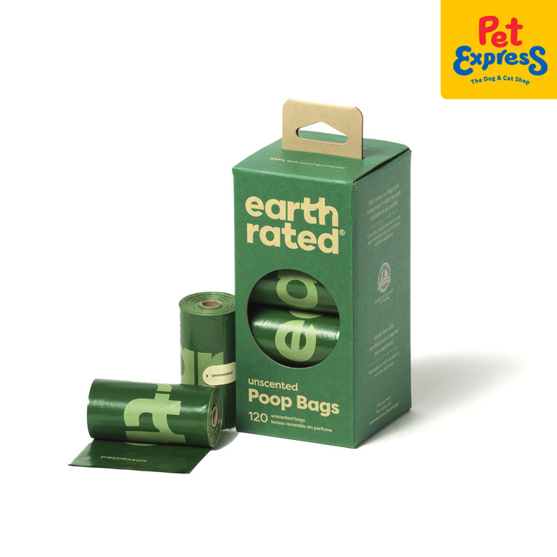 Earth Rated Poop Bags Refill Rolls Unscented 120s 9"x13"