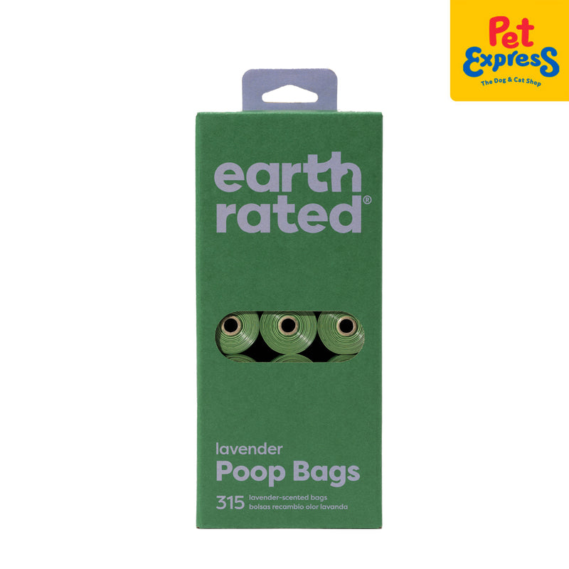 Earth Rated Poop Bags Refill Rolls Lavender 315s 9"x13"