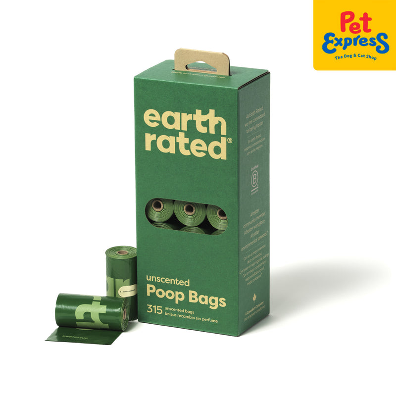 Earth Rated Poop Bags Refill Rolls Unscented 315s 9"x13"