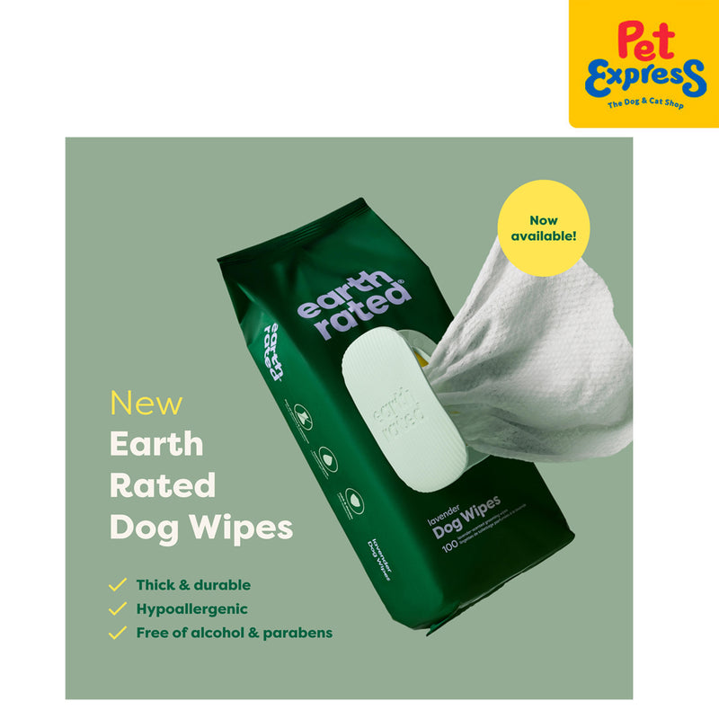 Earth Rated Plant-Based Dog Grooming Lavender Pet Wipes 100s