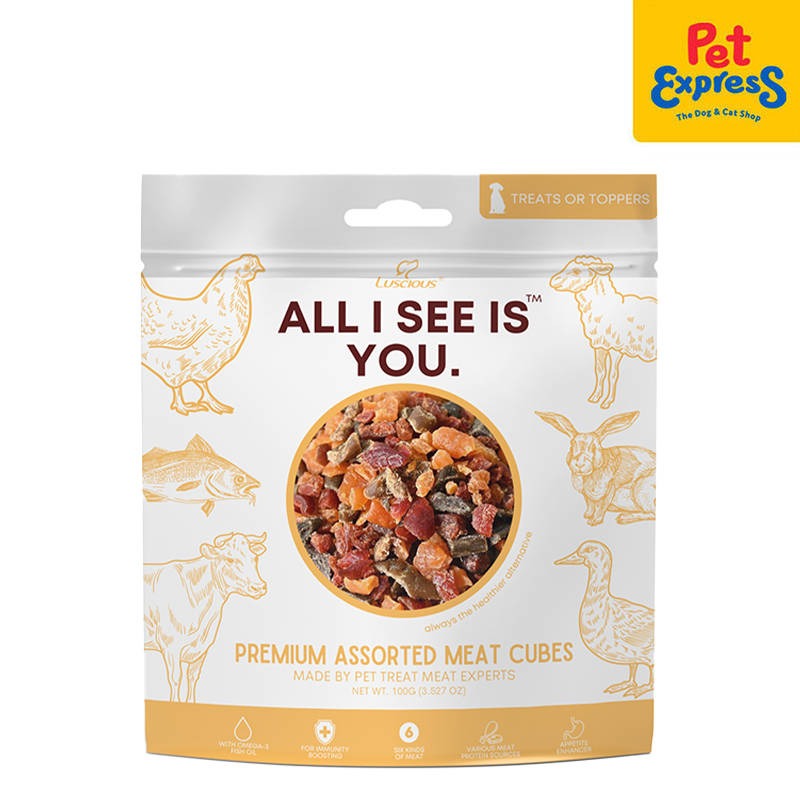 Luscious All I See Is You Premium Assorted Meat Cubes Dog Food Topper 100g