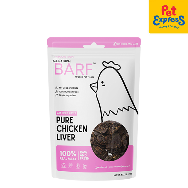 Luscious Recipe All Natural Barf Air Dried Slice Chicken Liver Pet Treats 60g