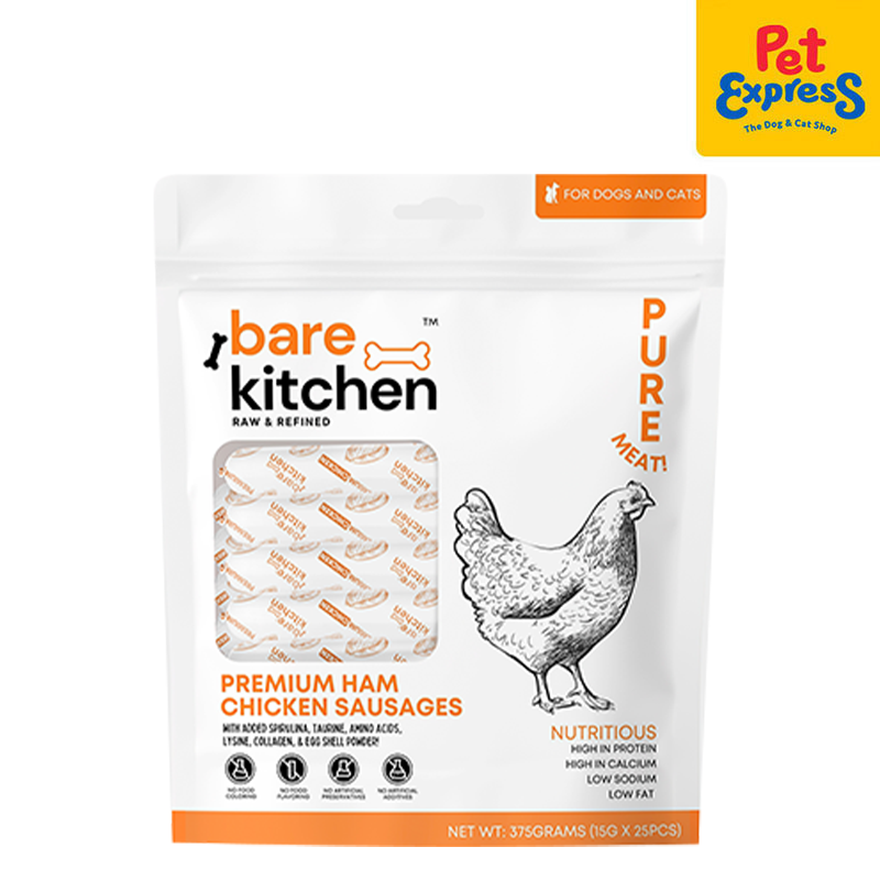 Bare Kitchen Premium Ham Chicken Sausages Pet Treats 375g