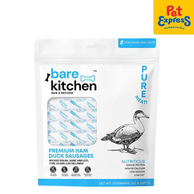 Bare Kitchen Premium Ham Duck Sausages Pet Treats 375g