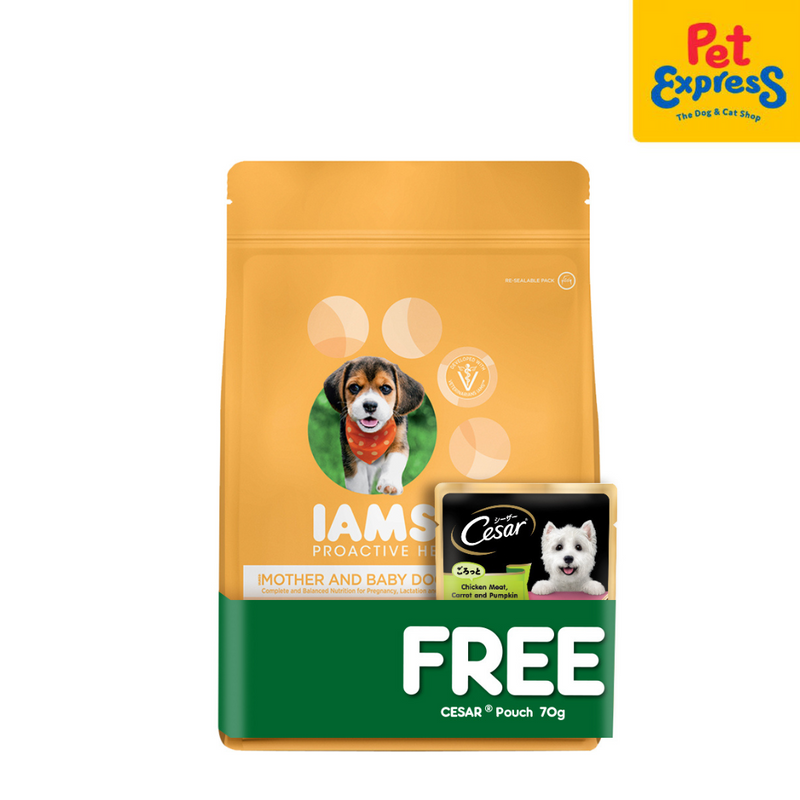 IAMS Mother and Baby Dry Dog Food 1.5kg with FREE Cesar 70g