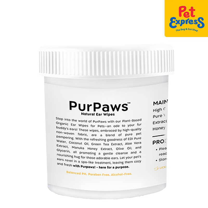 PurPaws Fragrance Free Clean My Ear Pet Wipes 200s