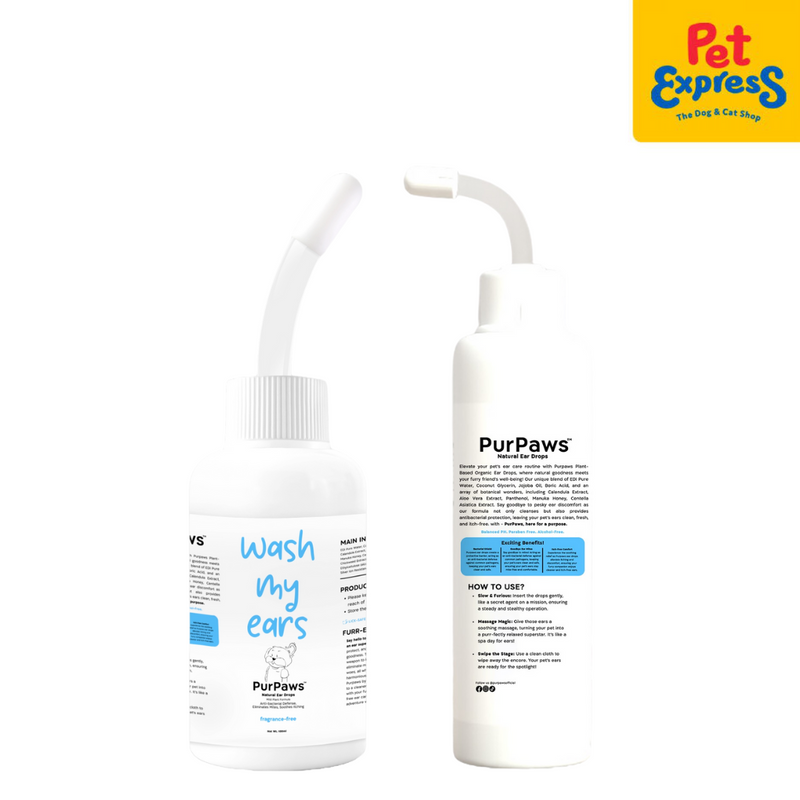 PurPaws Fragrance Free Wash My Ear Pet Drops 100ml