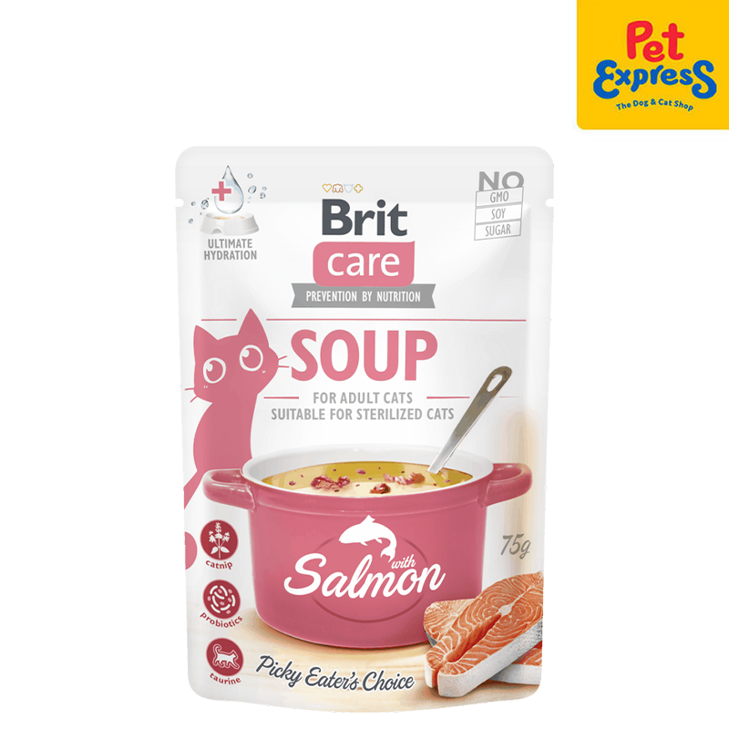 Brit Care Soup Adult Salmon Wet Cat Food 75g (15 pouches)