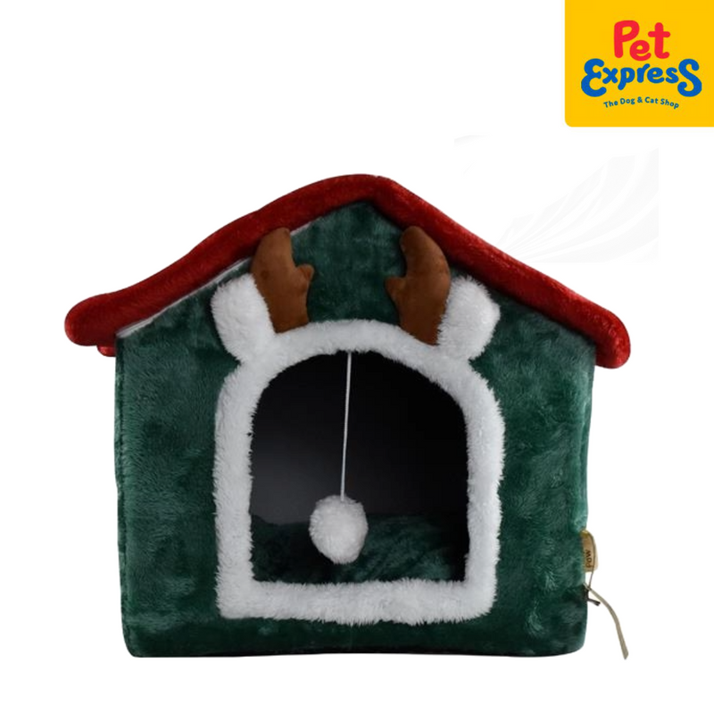 Pet Express Christmas Reindeer House Cave Pet Bed