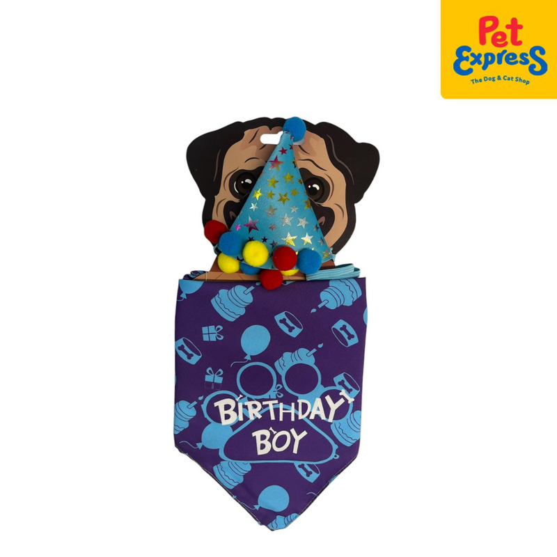 Pet Pals Birthday Bandana Boy Set Dog Costume Small Blue