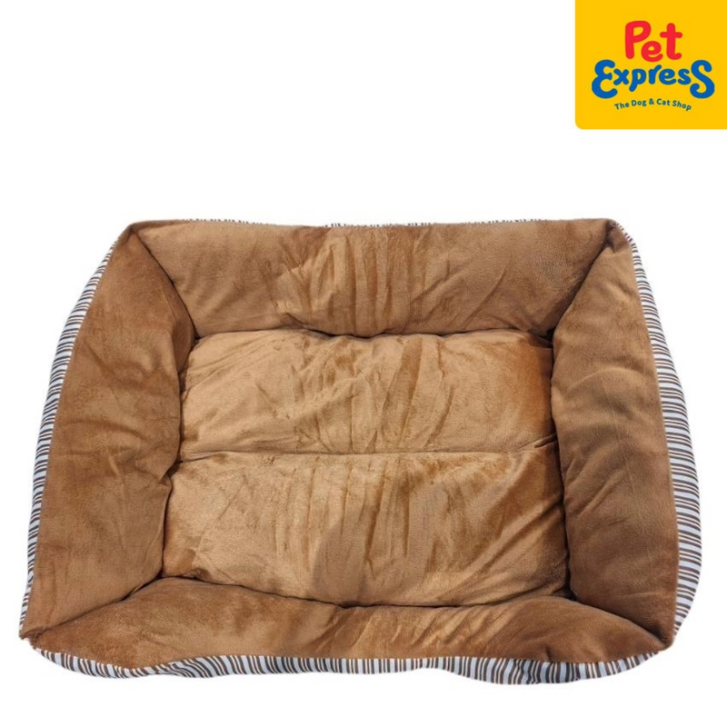 Pet Express Rectangular Stripes Pet Bed Large Brown 61x14x52cm