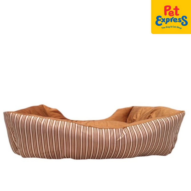 Pet Express Rectangular Stripes Pet Bed Large Brown 61x14x52cm