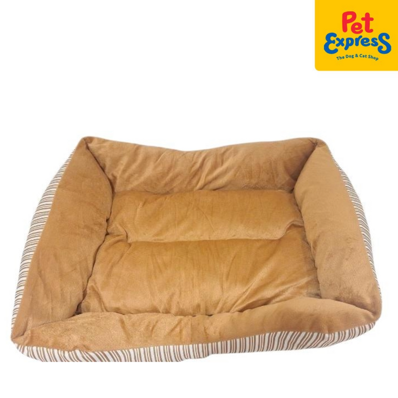 Pet Express Rectangular Stripes Pet Bed Large Brown 61x14x52cm