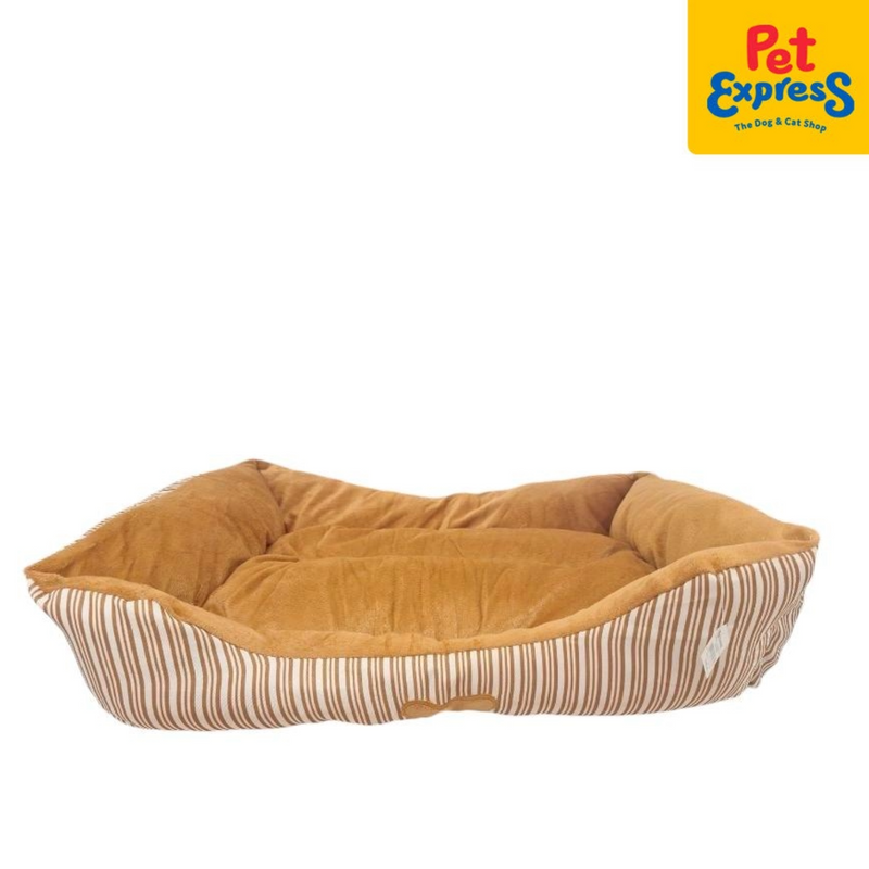 Pet Express Rectangular Stripes Pet Bed Large Brown 61x14x52cm