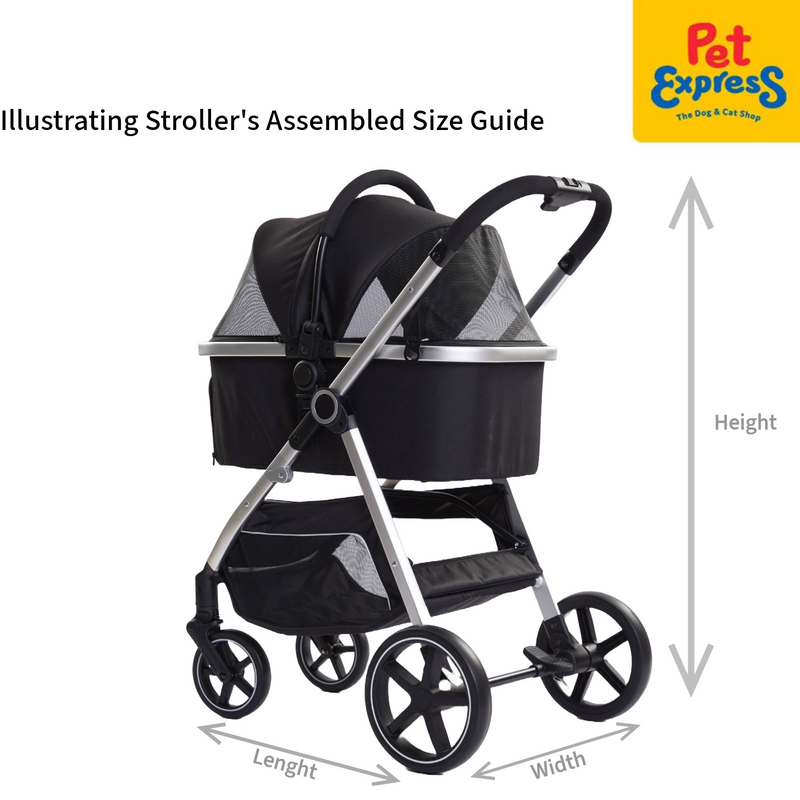 Pet Pals Pram 2-in-1 Pet Stroller Black