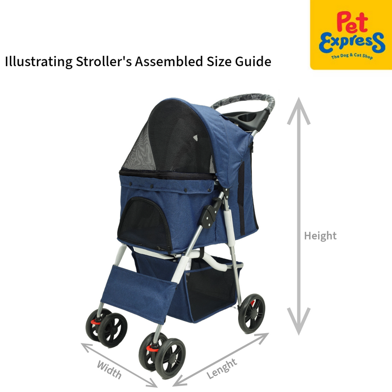 Pet Pals 4 Wheel Pet Stroller Blue