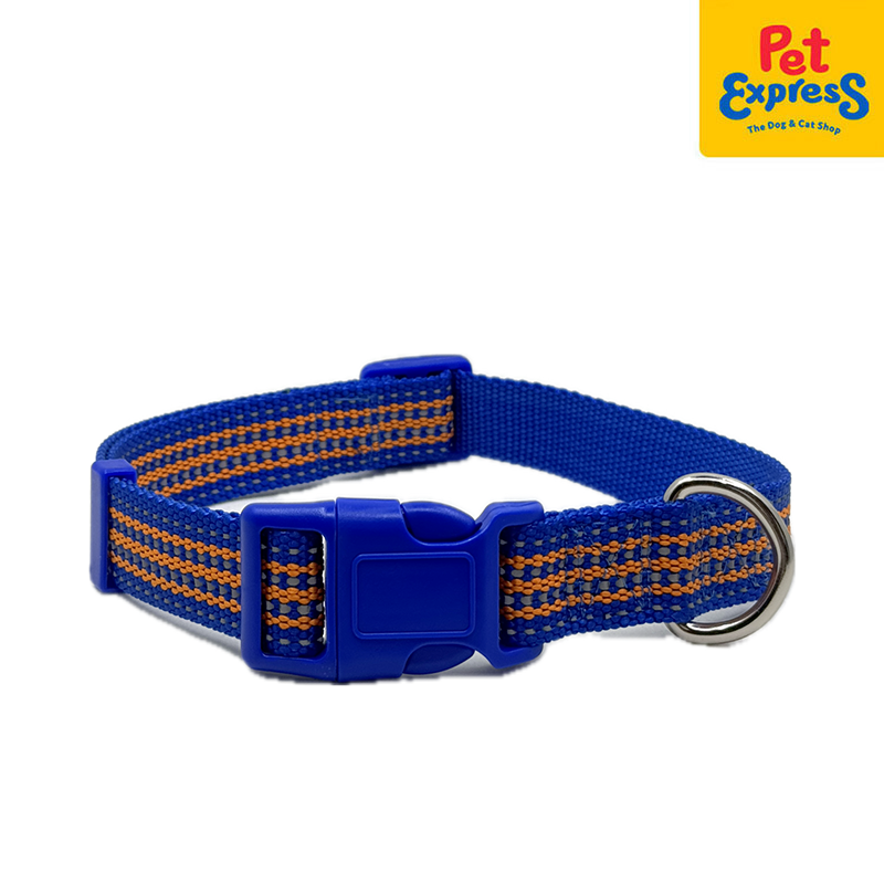 Lucky Dog Reflective 25m Dog Collar Large Royal Blue