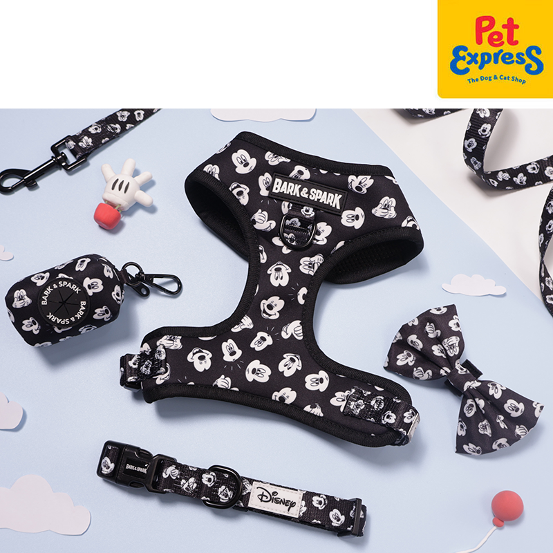 Bark and Spark Mickey Mouse Dog Harness Small Black and White