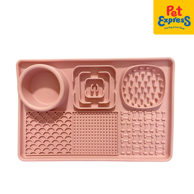 Pet Express 6 in 1 Silicone Slow Feeder and Lick Mat Pink