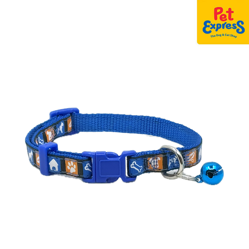 Lucky Dog 3/8 Printed Dog Collar Blue