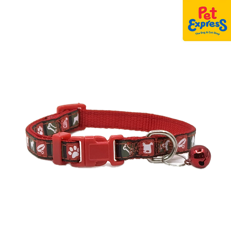 Lucky Dog 3/8 Printed Dog Collar Red