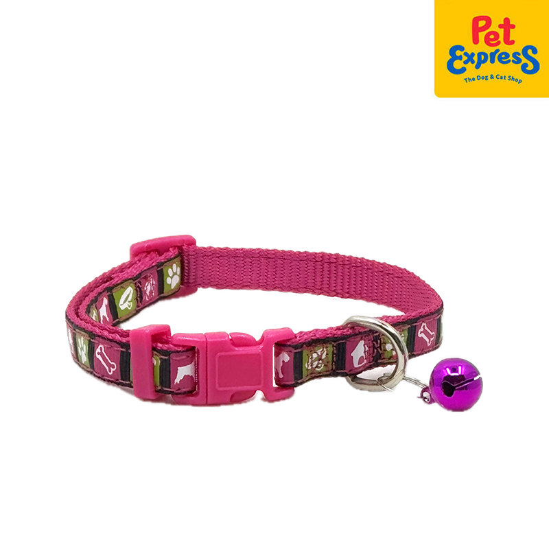 Lucky Dog 3/8 Printed Dog Collar Magenta