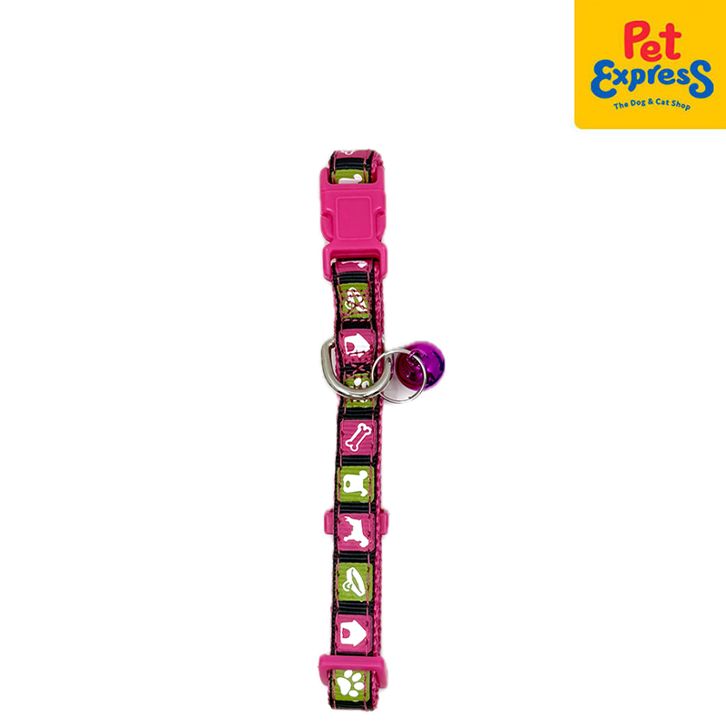 Lucky Dog 3/8 Printed Dog Collar Magenta