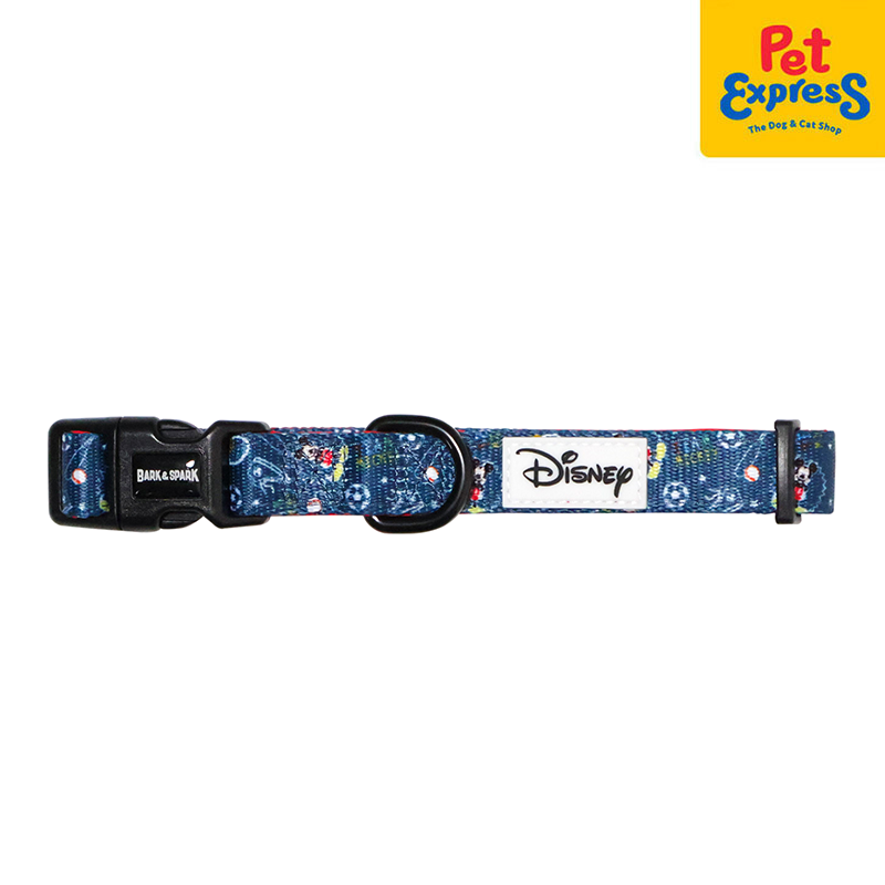 Bark and Spark Team Mickey Dog Collar Medium Blue