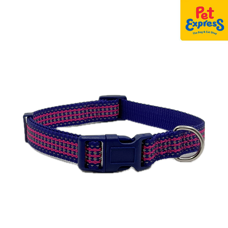 Lucky Dog Reflective 20m Dog Collar Medium Navy Blue