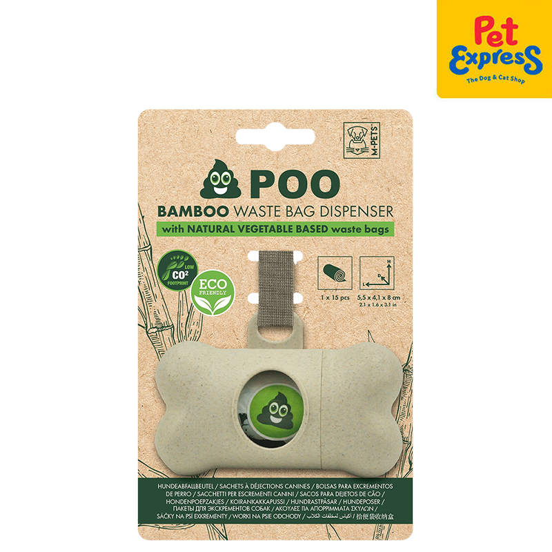 M-Pets Poo Bamboo Waste Bag Dispenser