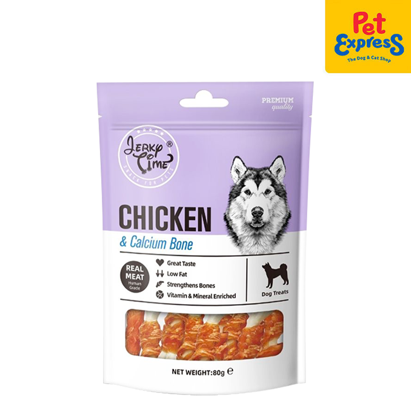 Jerky Time Chicken and Calcium Bone Dog Treats 80g