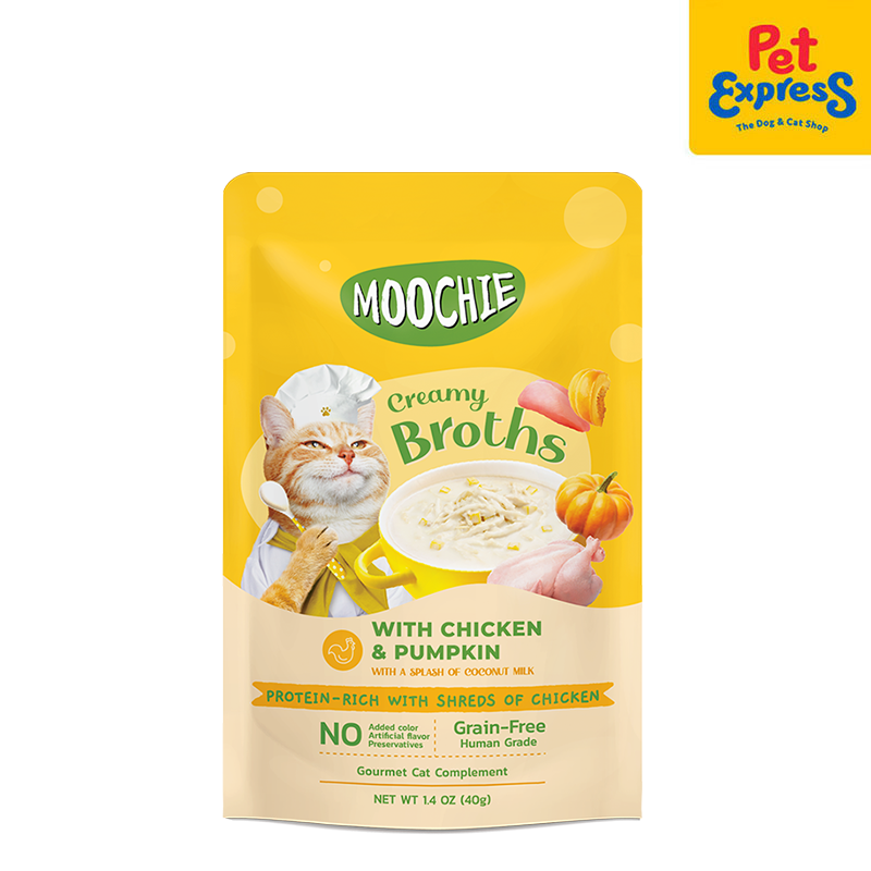 Moochie Creamy Broths Chicken Pumpkin Wet Cat Food 40g (12 pouches)