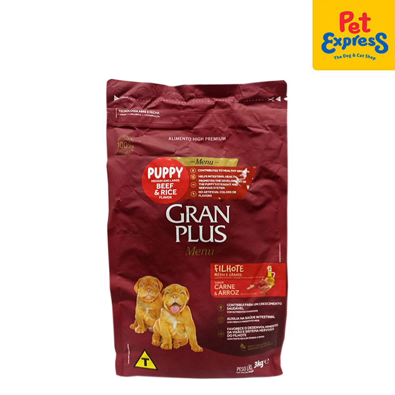 GranPlus Menu Puppy Medim and Large Beef and Rice Dry Dog Food 3kg