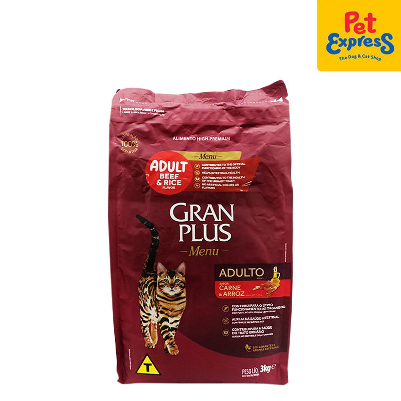 GranPlus Menu Adult Beef and Rice Dry Cat Food 3kg