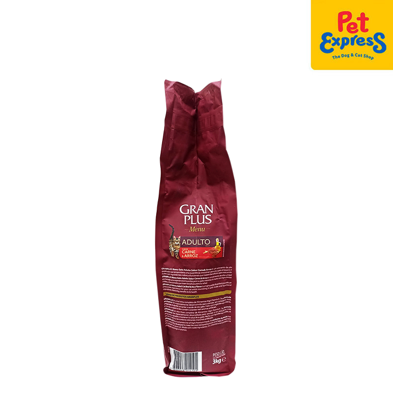 GranPlus Menu Adult Beef and Rice Dry Cat Food 3kg