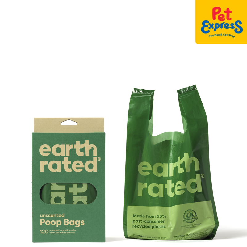 Earth Rated Poop Bags Easy-Tie Handle Unscented 120s 7"x13"