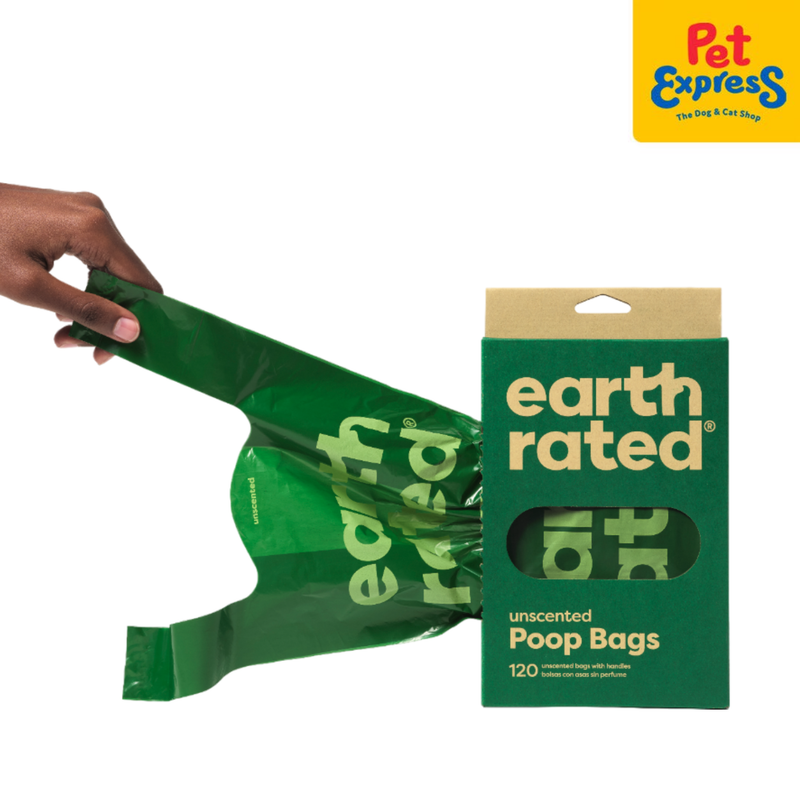 Earth Rated Poop Bags Easy-Tie Handle Unscented 120s 7"x13"