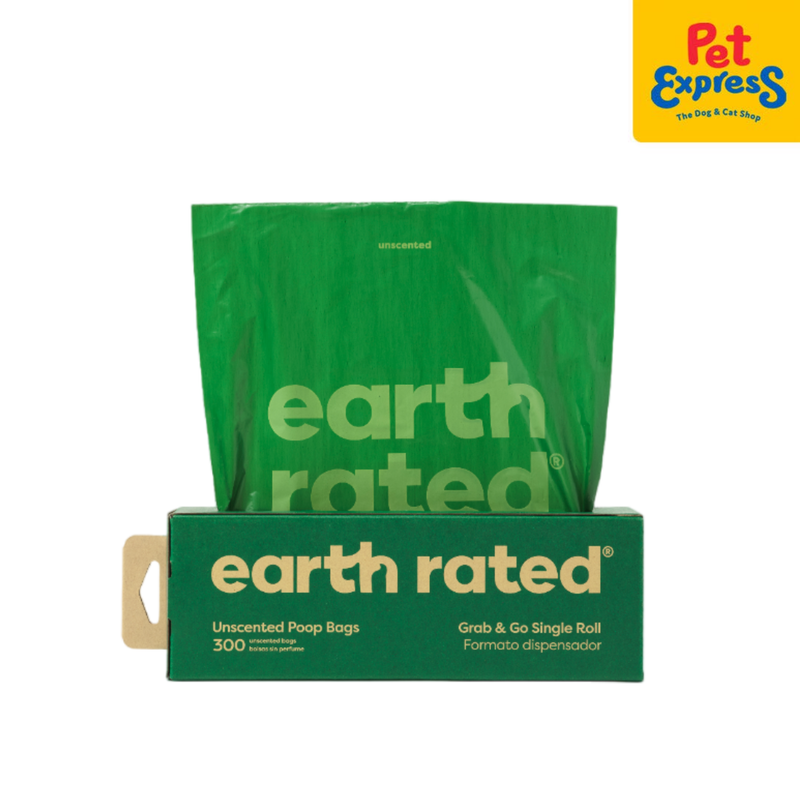 Earth Rated Poop Bags Large Single Roll Unscented 300s 8"x13"