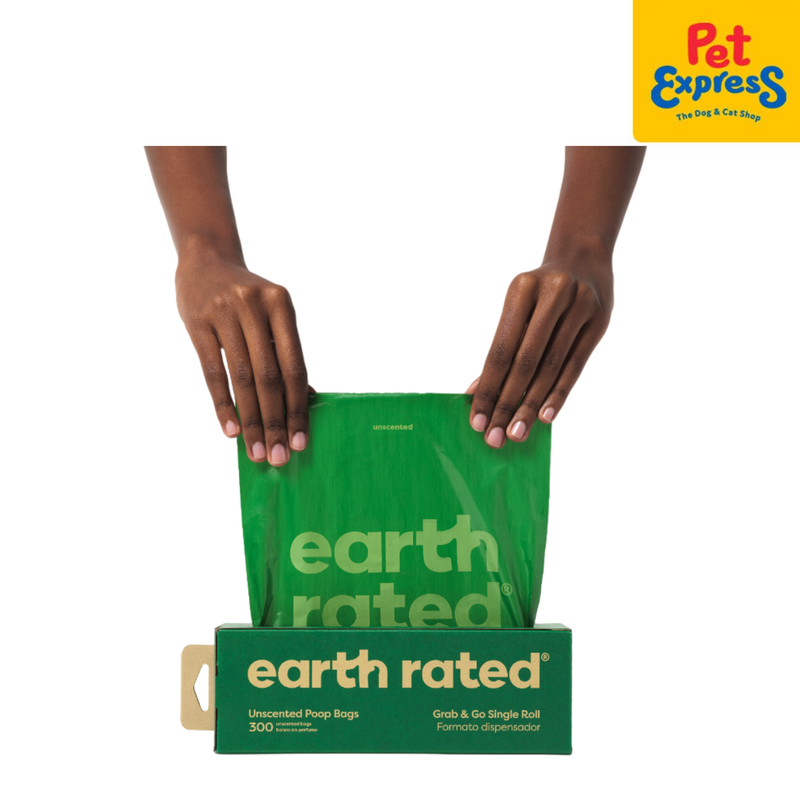 Earth Rated Poop Bags Large Single Roll Unscented 300s 8"x13"