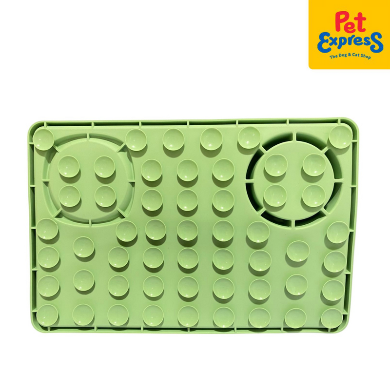 Pet Express 6 in 1 Silicone Slow Feeder and Lick Mat Green