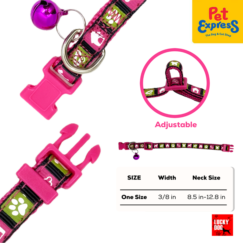 Lucky Dog 3/8 Printed Dog Collar Magenta