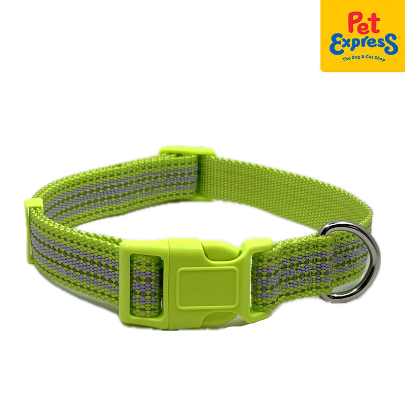 Lucky Dog Reflective 25m Dog Collar Large Lime Green