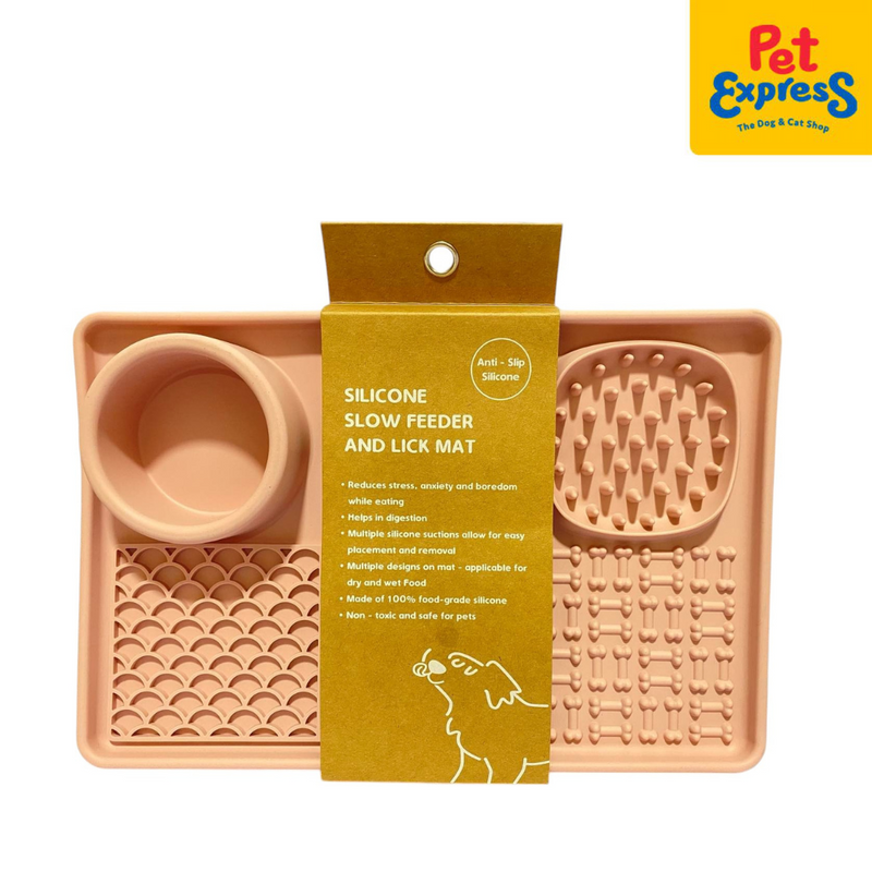 Pet Express 6 in 1 Silicone Slow Feeder and Lick Mat Pink