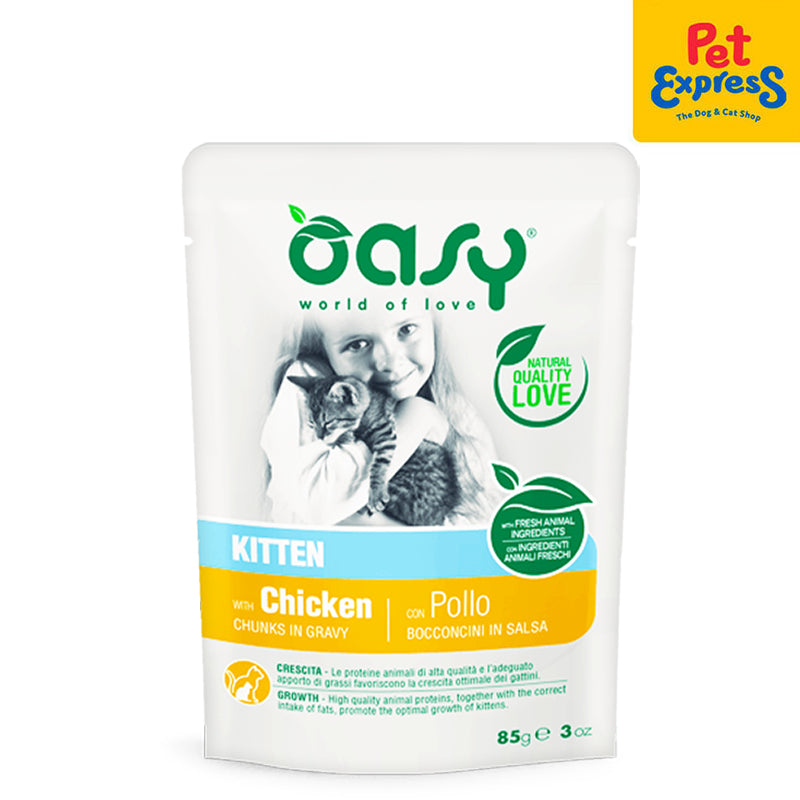 Oasy Chunks in Gravy Kitten with Chicken Wet Cat Food 85g (EXPIRATION DATE: MARCH 30, 2025)