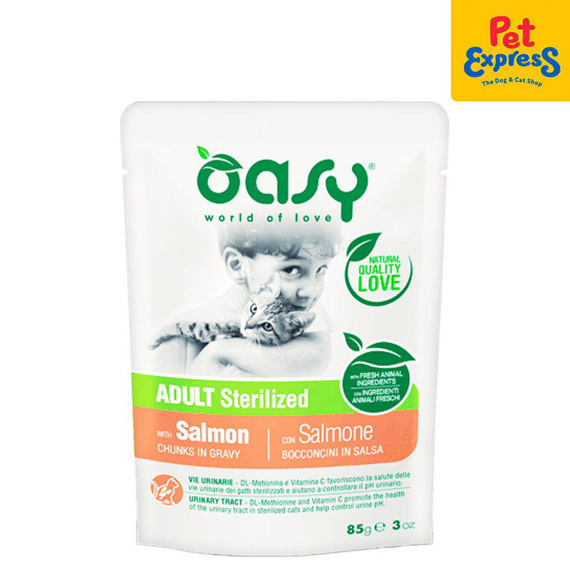 Oasy Chunks in Gravy Adult Sterilized Salmon Wet Cat Food 85g (EXPIRATION DATE: APRIL 30, 2025)