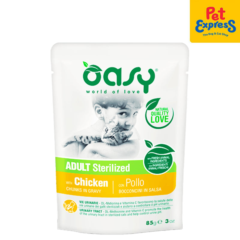 Oasy Chunks in Gravy Adult Sterilized Chicken Wet Cat Food 85g (EXPIRATION DATE: APRIL 30, 2025)