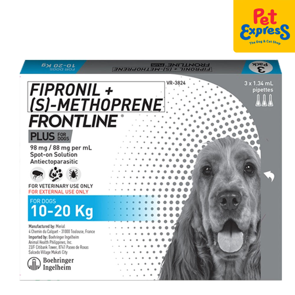 Frontline Tick Flea Drops Pipet for Medium Breed Dogs 3 pipets box Pet Express