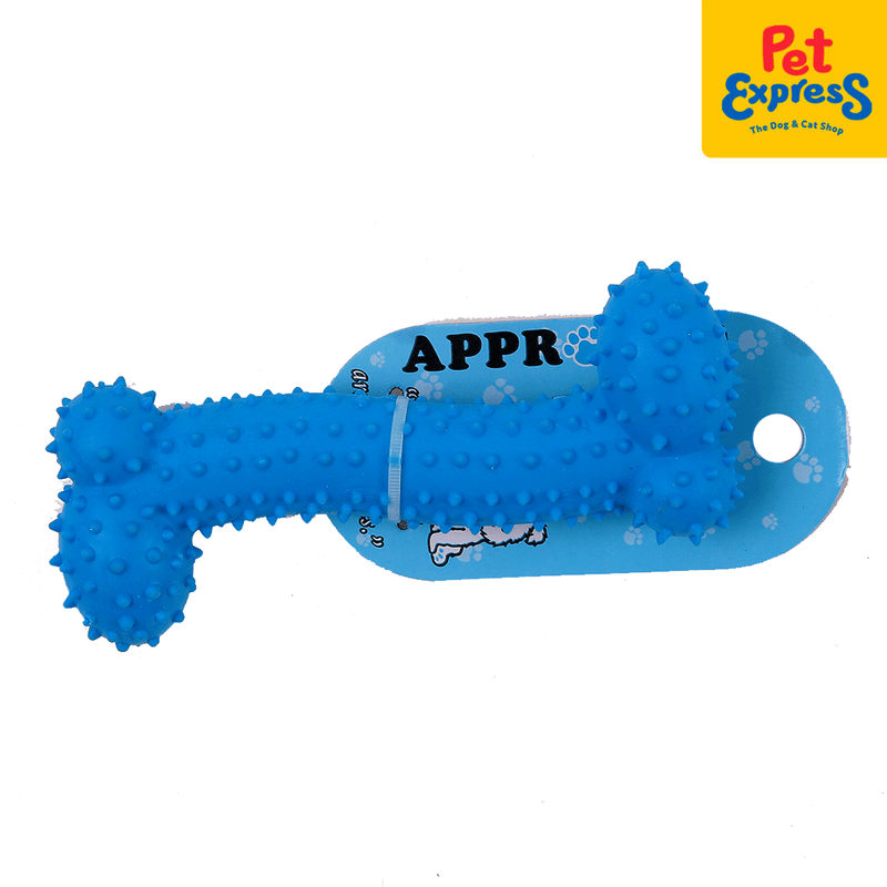 Approved Teether Bone with Spike Dog Toy 6 inches Blue_front