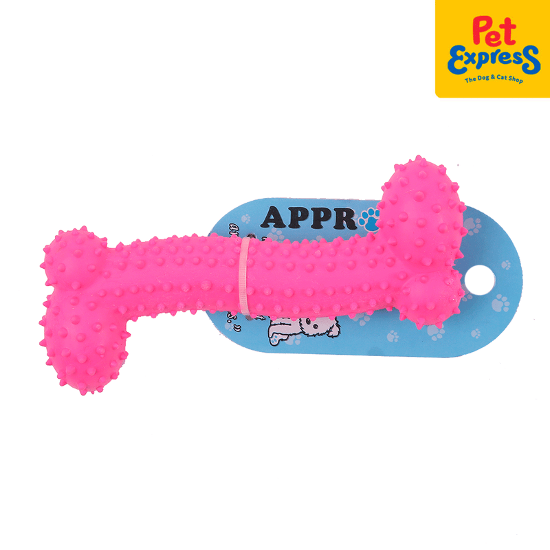 Approved Teether Bone with Spike Dog Toy 6 inches Pink_front