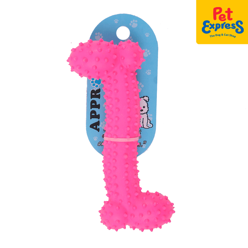 Approved Teether Bone with Spike Dog Toy 6 inches Pink_main